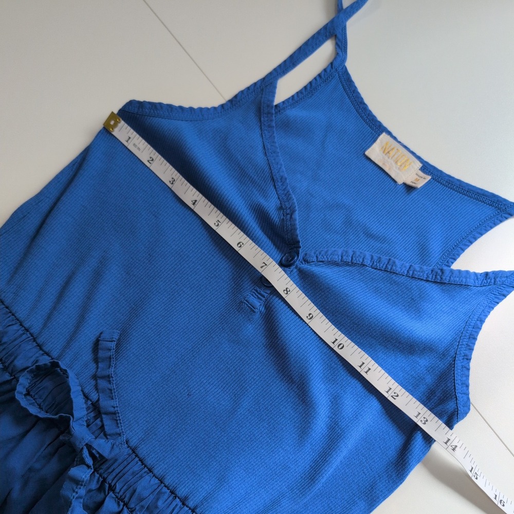 Nation LTD Royal Blue Organic Pima Cotton Tiered Mini Dress 5267RB Medium - Picture 8 of 12